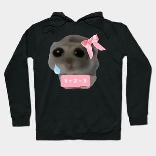 Funny Sad Hamster Meme Girl With Bow Hoodie